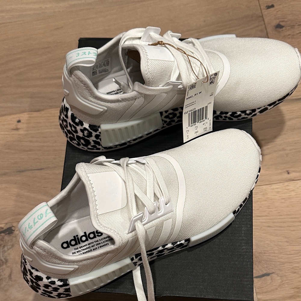 Adidas Women's White Sneakers with Leopard Print